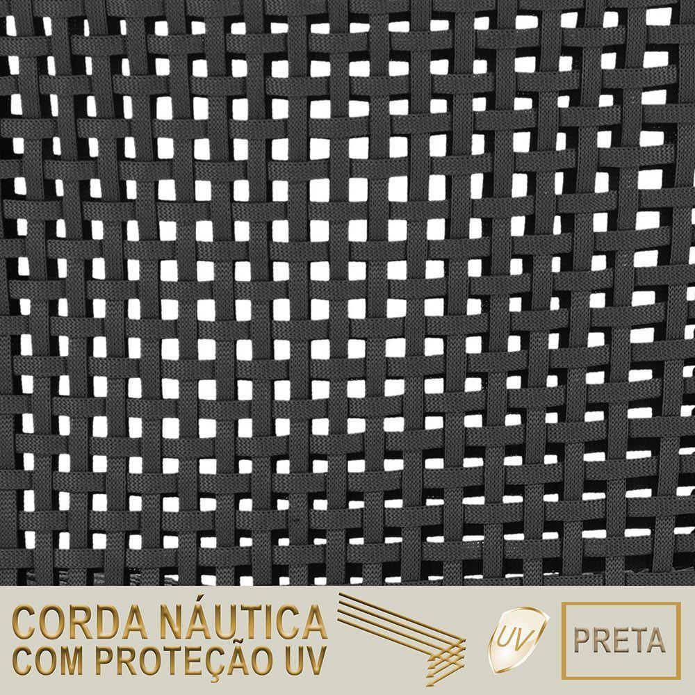 4 Poltronas Texas Em Alumínio Preto Corda Náutica Trama Preto