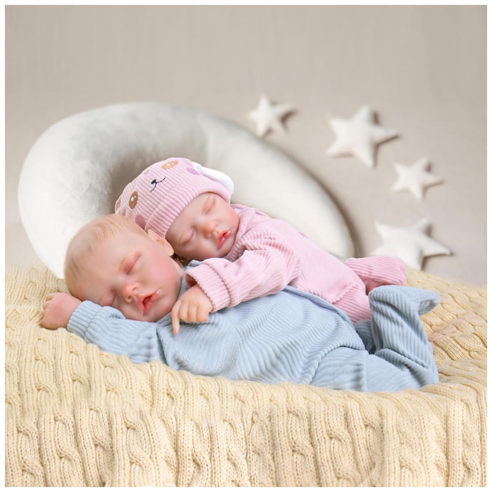 Miniatura Bebê Recém-Nascido Newborn, Boneca Bebê Renascida Aori Menino 45 Centímetros Realista Dormindo, Corpo de Pano Macio Feito à Mão.