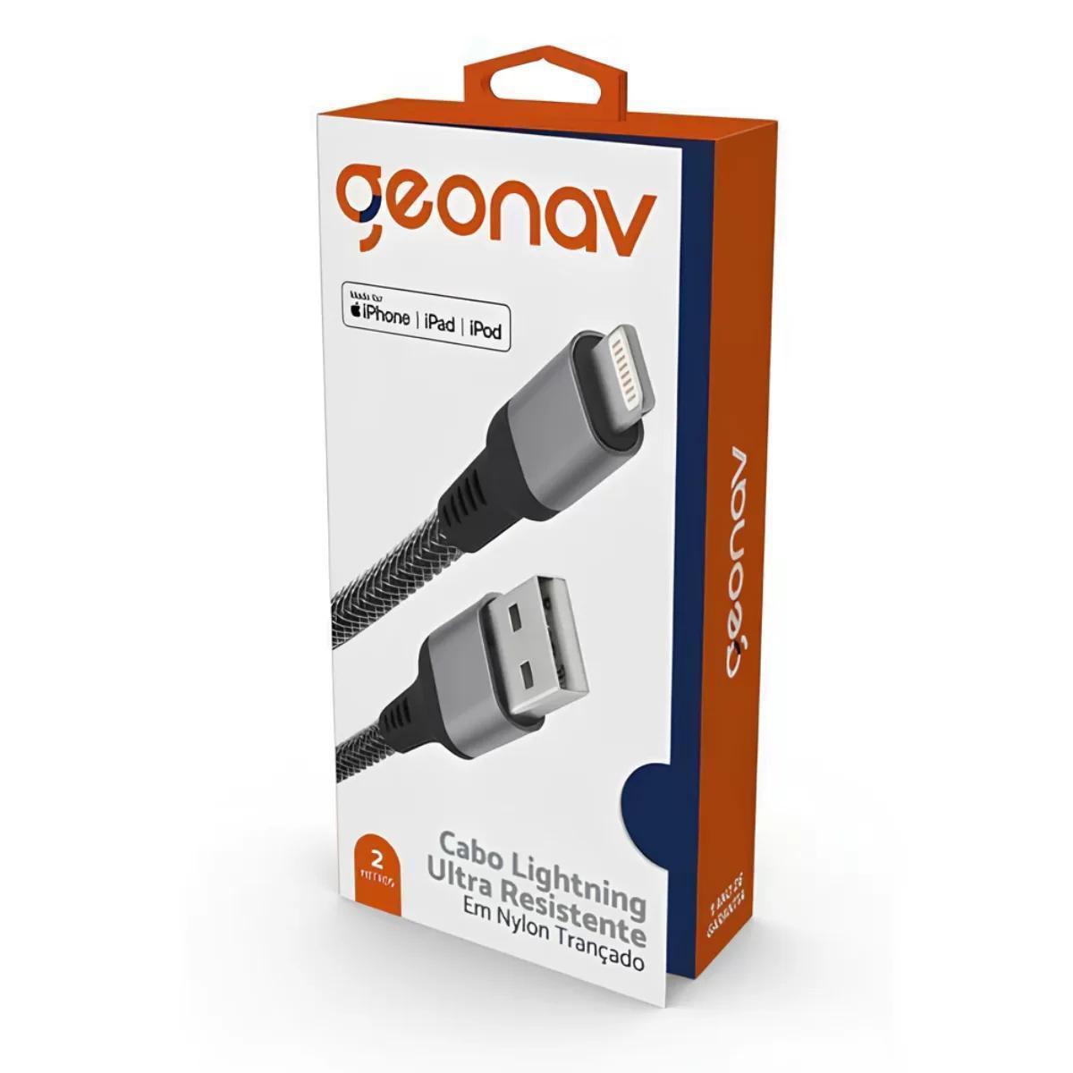 Miniatura Cabo Lightning Geonav 2M Nylon Cinza Ligh08