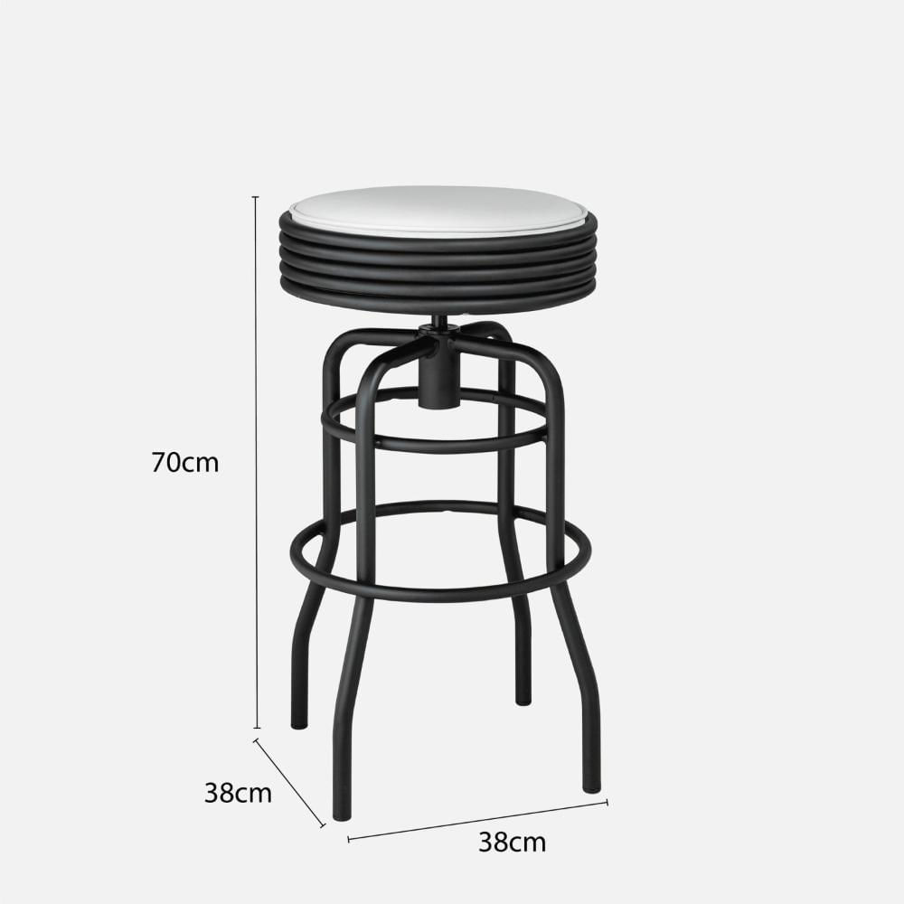 Miniatura Banqueta de Aço Giratória Panamá Compoarte Preto/Branco