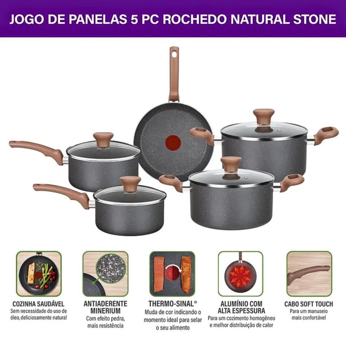 Miniatura Jogo De Panelas Rochedo Natural Stone Minerium 5 Peças