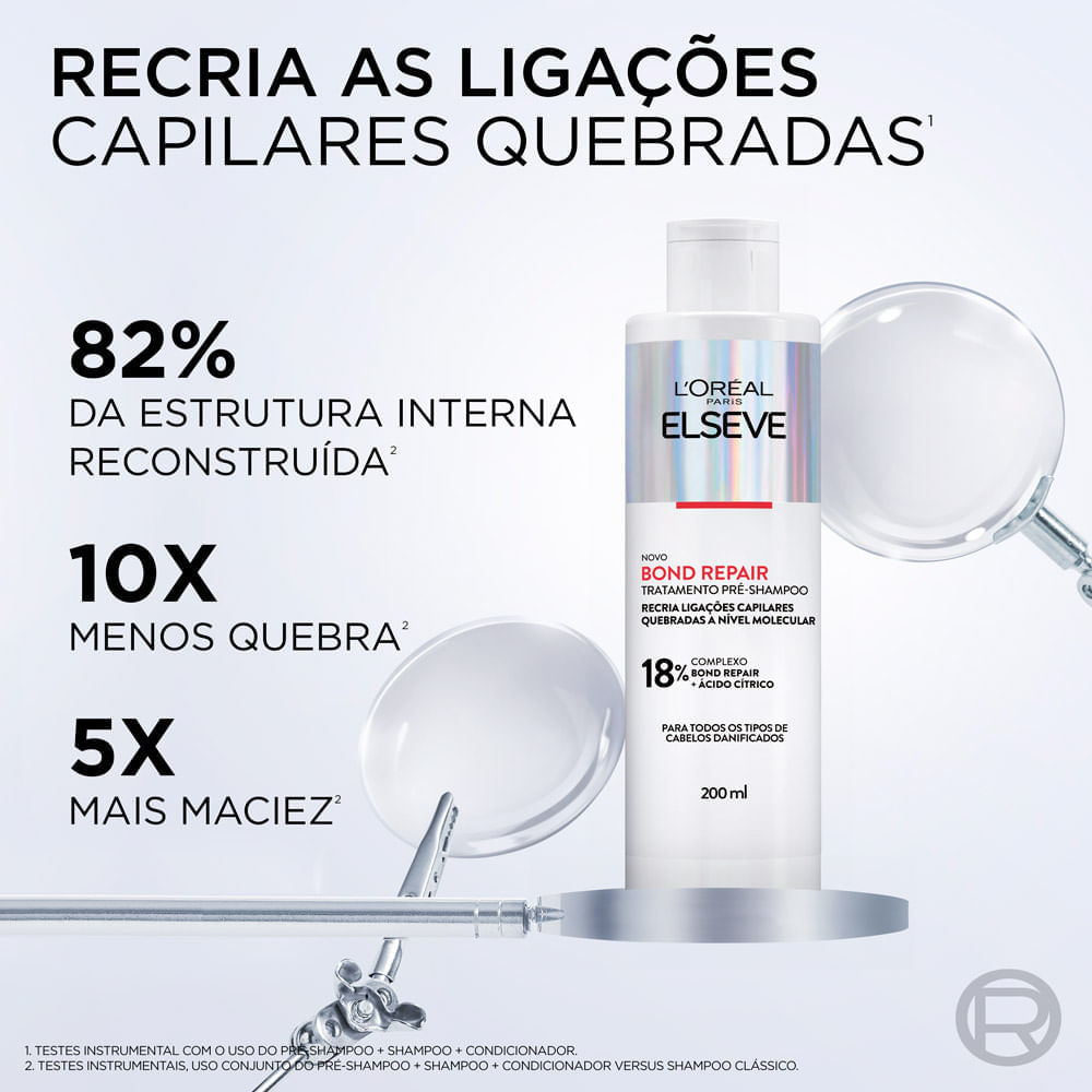 Miniatura Kit Elseve Bond Repair Tratamento Pré Shampoo 200ml Shampoo 250ml e Condicionador 200ml