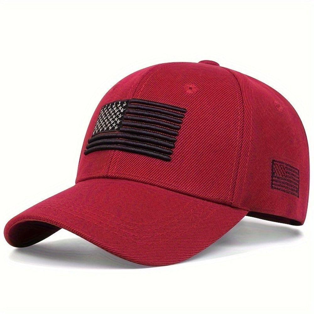 Miniatura Boné Casual Ajustável Com Bandeira Americana Para Homens, Ideal Para Primavera/outono/inverno Vermelho