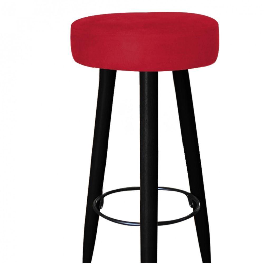 Miniatura Banqueta Alta Lia Para Cozinha Bar Balcão Bistrô Pé Palito Preto Suede Vermelho