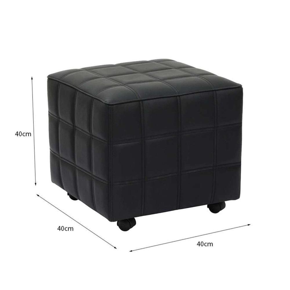 Miniatura Puff Almofada Quadrado para Quarto Pt Preto