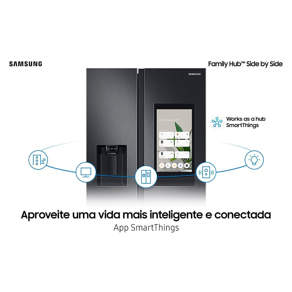 Geladeira Samsung Side By Side Family Hub 585 Litros - RS58 Black Inox Look - 110V