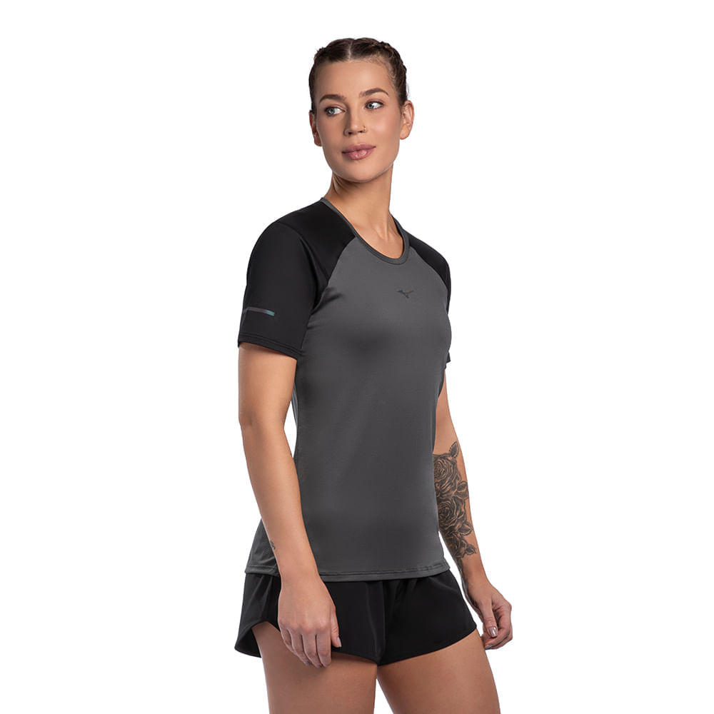 Miniatura Camiseta de Corrida Feminina Mizuno High G Cinza