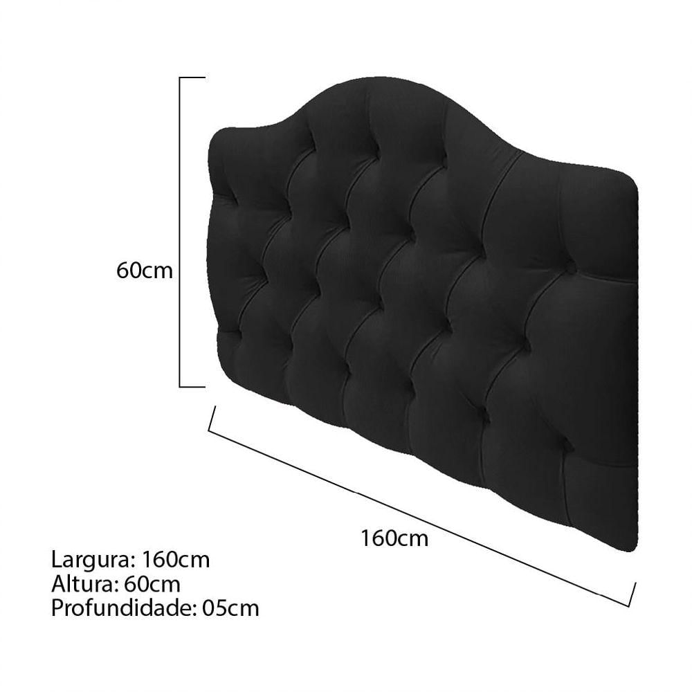 Miniatura Cabeceira Suspensa Imperatriz 160 Cm Queen Size Suede Preto