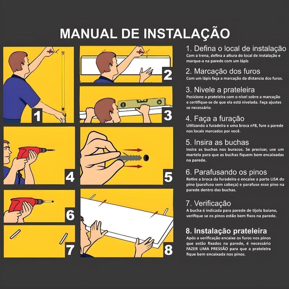 Prateleira Flutuante Multiuso Kit 4 Suporte Invisível 68cm Yara Branco - Lumil