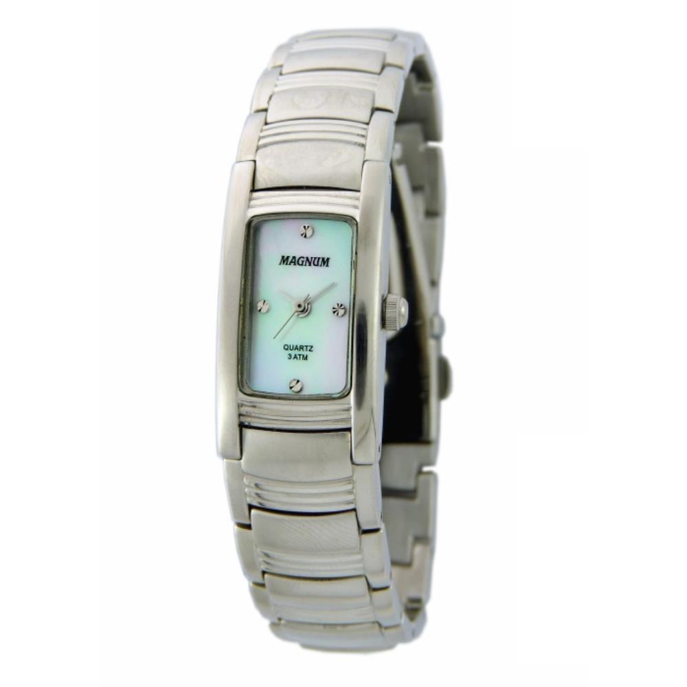 Miniatura Relógio Magnum Feminino Ref: Ma28690Q Retangular Prateado