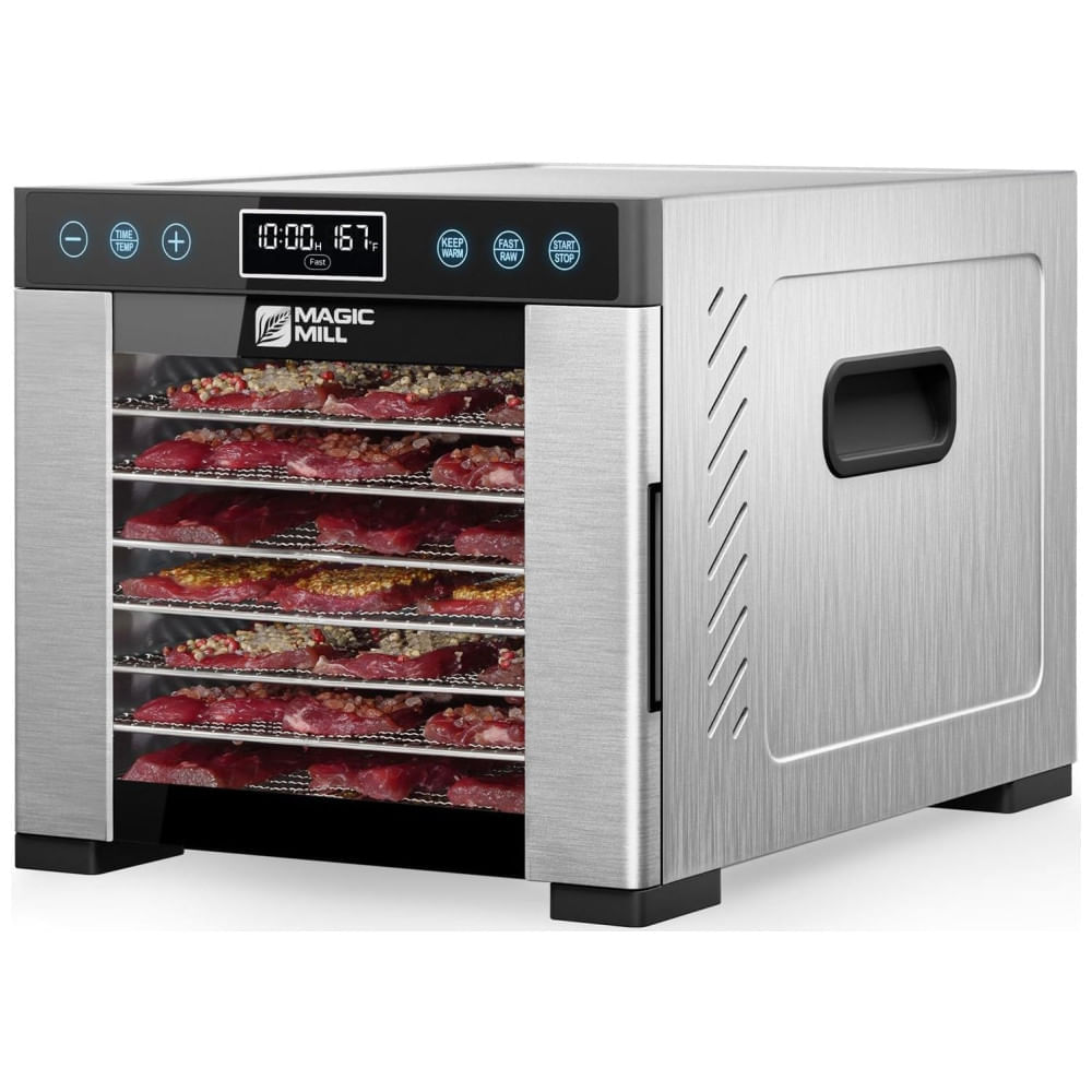 Miniatura Desidratador de Alimentos Magic Mill MFD-7700 - 7 Bandejas, Potência de 1000W, Controle de Temperatura, Ideal para Secagem de Frutas, Carnes e Ervas 110v