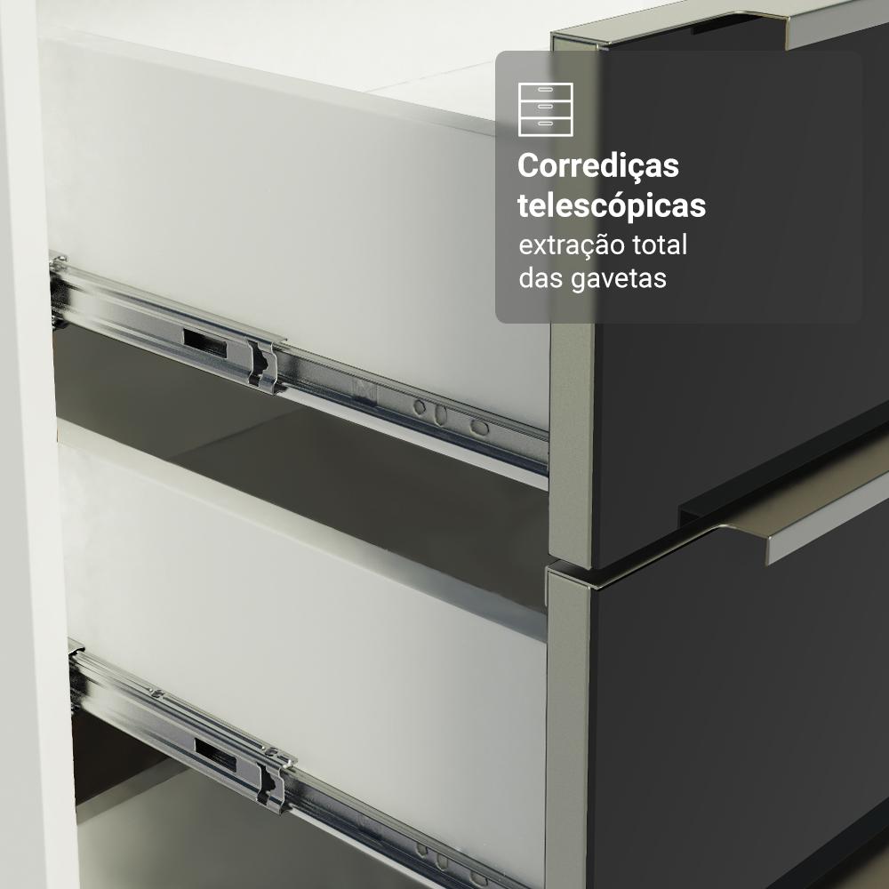 Armário de Cozinha Compacta 190cm Branco/Preto Lux Madesa 02 Branco/Preto