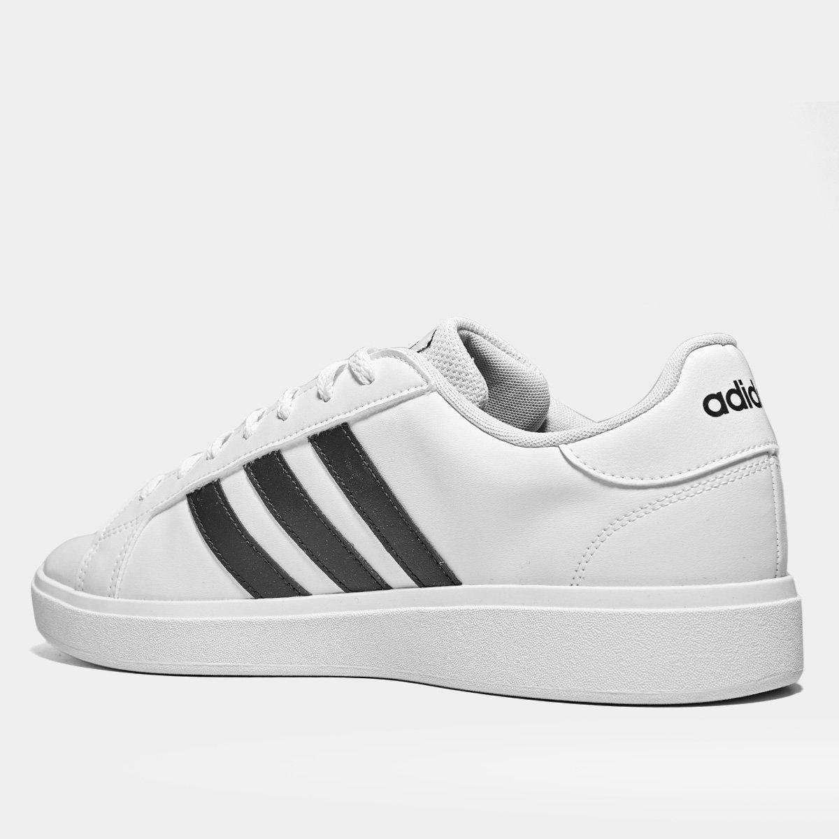 Miniatura Tênis Masculino Adidas Grand Court Base Branco+Preto - 34