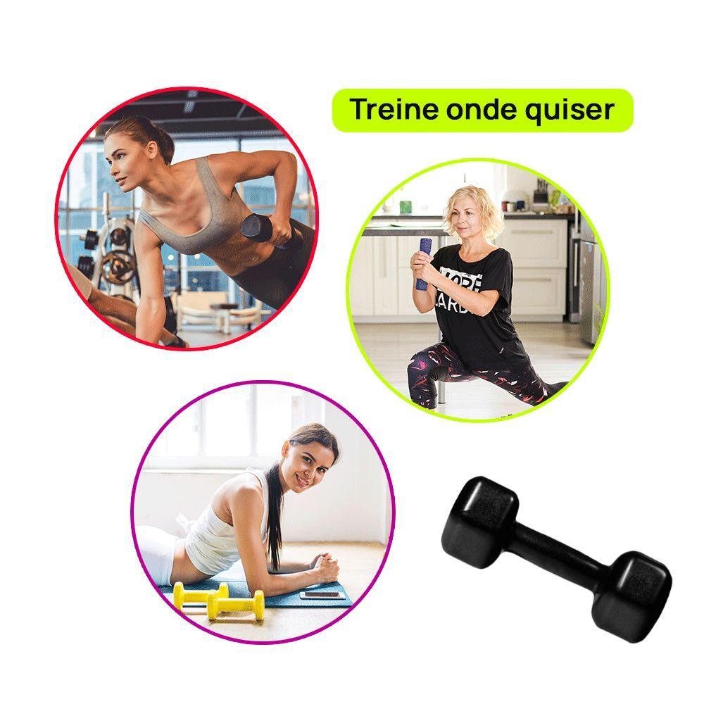 Miniatura Kit 3 Halteres Sextavados Peso Academia + Suporte 12Kg