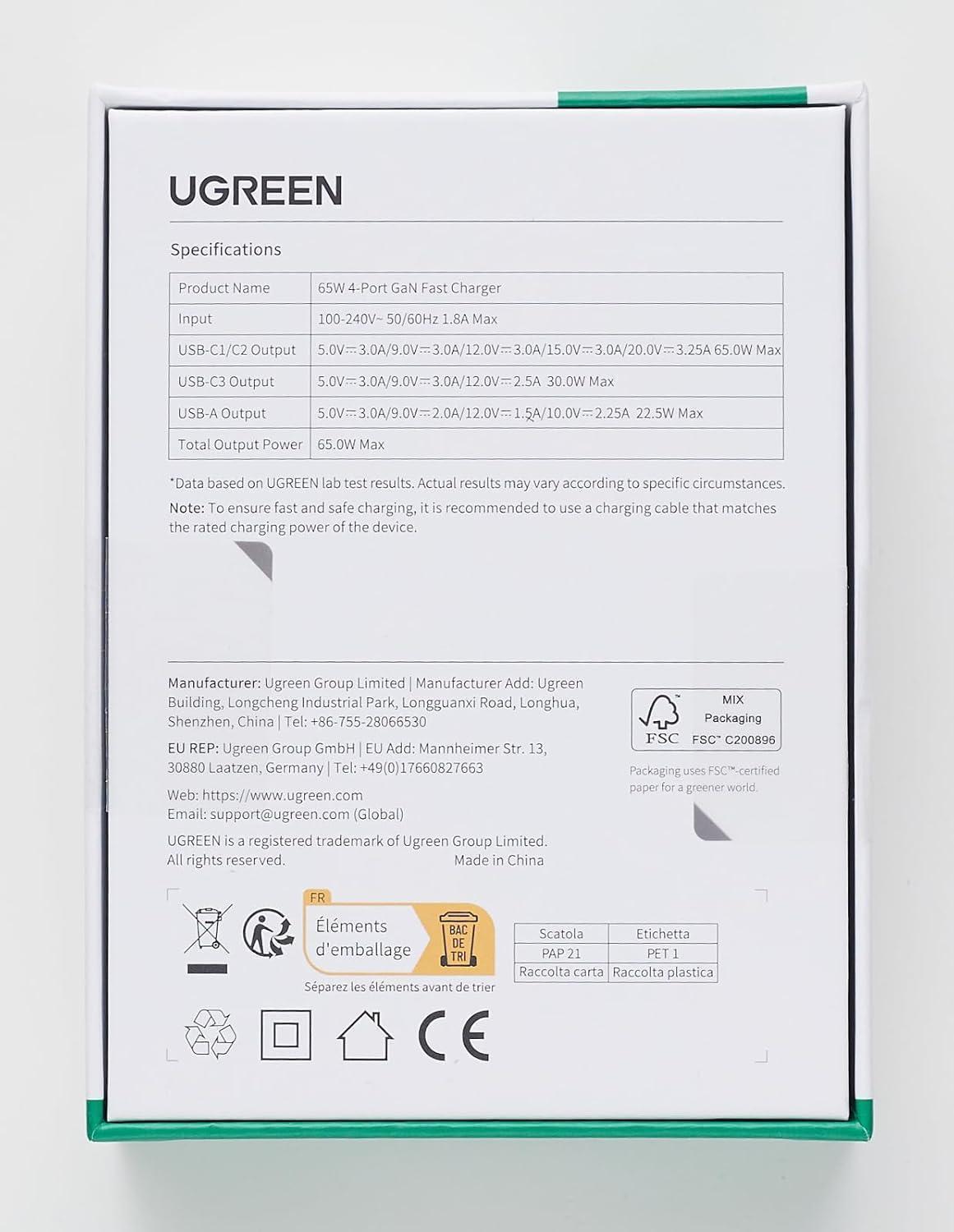 Carregador Rápido Turbo 65W ( 4 Em 1 ) Ganinfinity Tomada