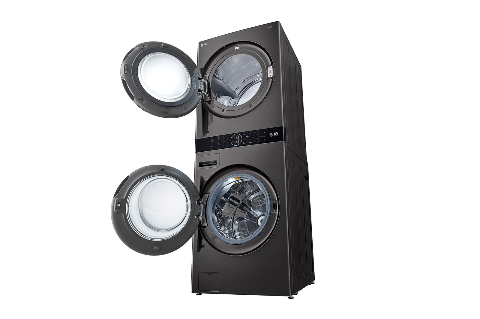 Miniatura Lavadora e Secadora Elétrica Smart LG WashTower™ 17kg Aço Escovado Preto com Inteligência Artificial AIDD™ - WK17BS6A