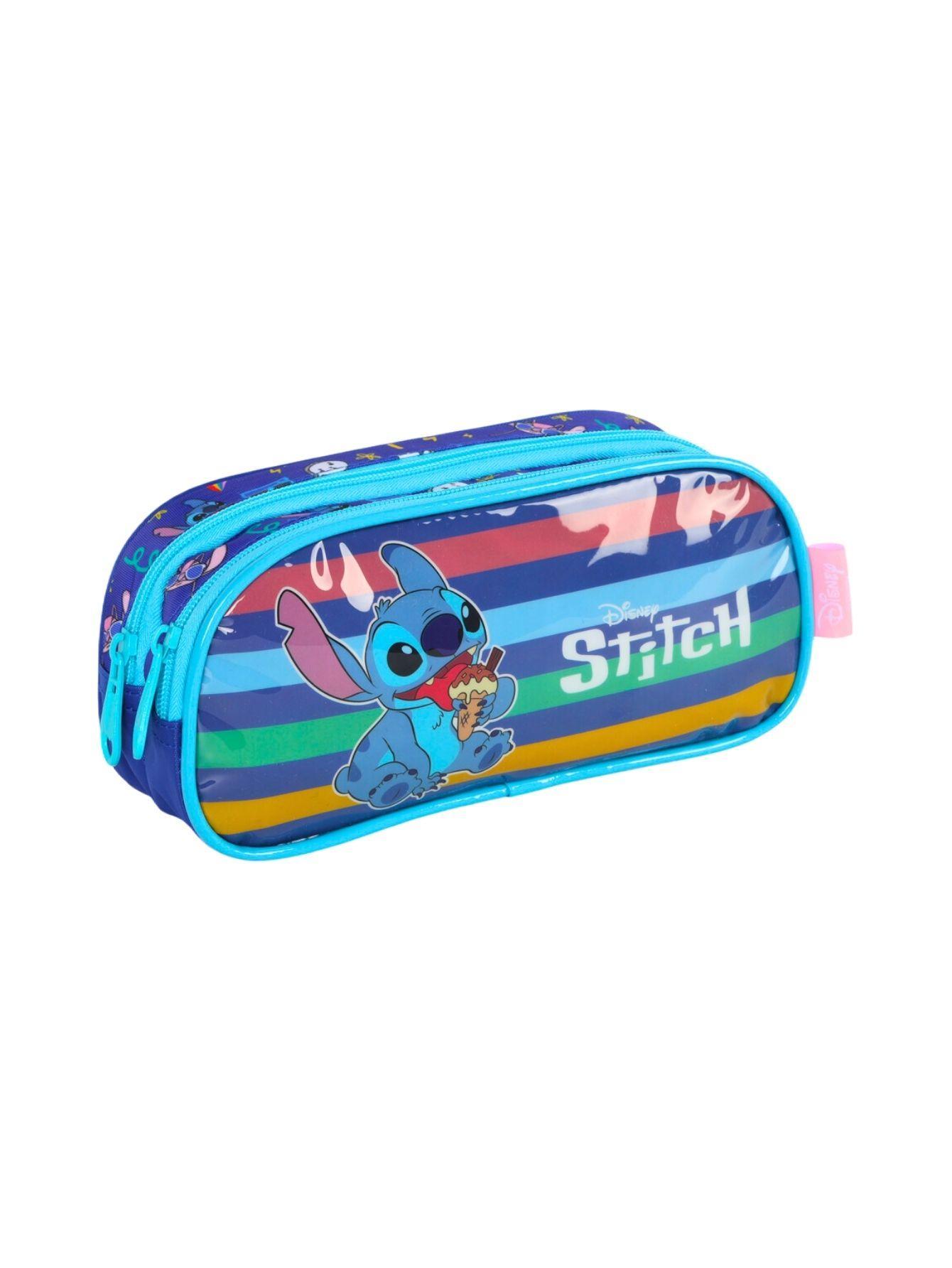 Miniatura Kit Lilo Stitch Mochila Rodas Costas Lancheira Estojo - Azul