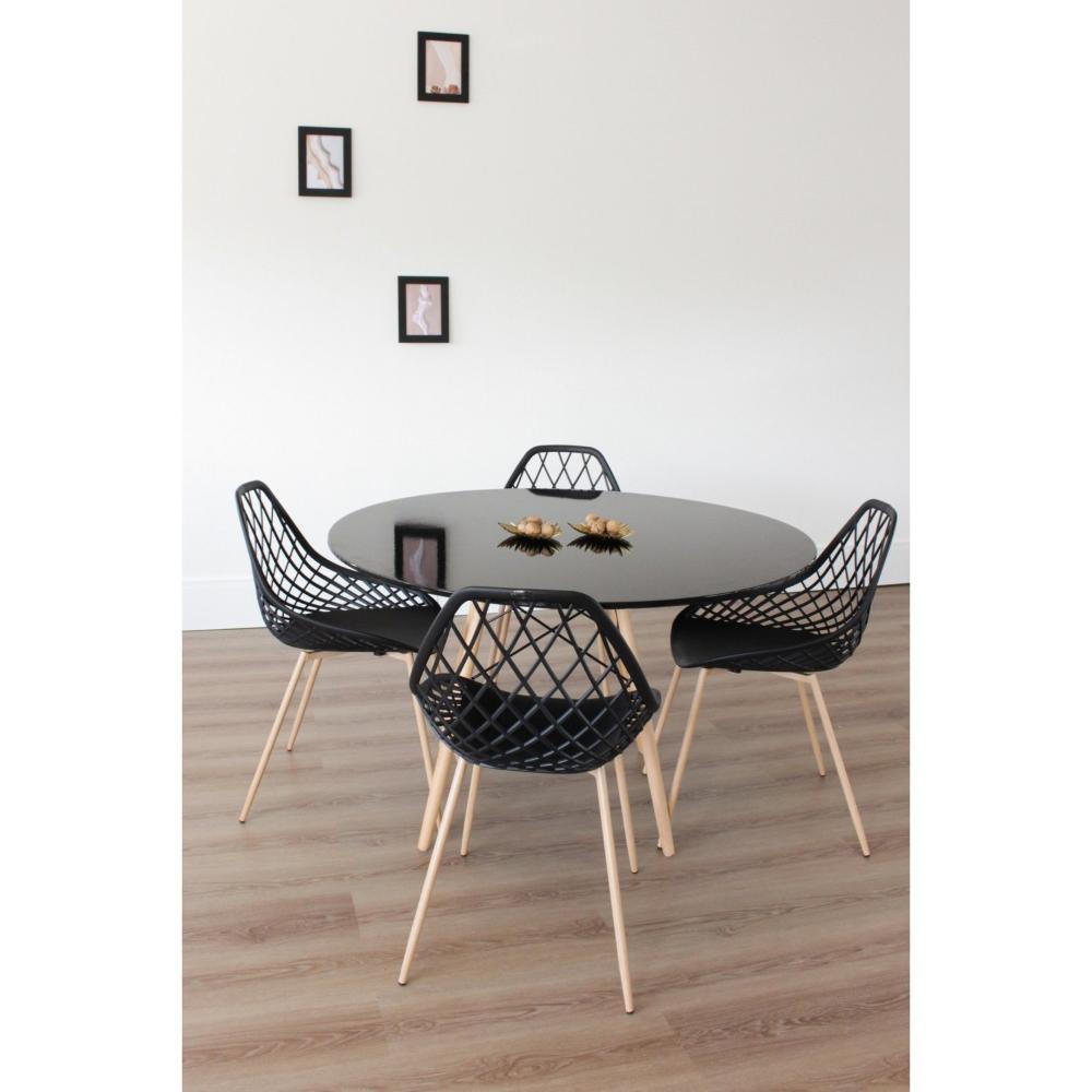 Miniatura Kit 4 Cadeiras Cloe Base Aço Rivatti Preto