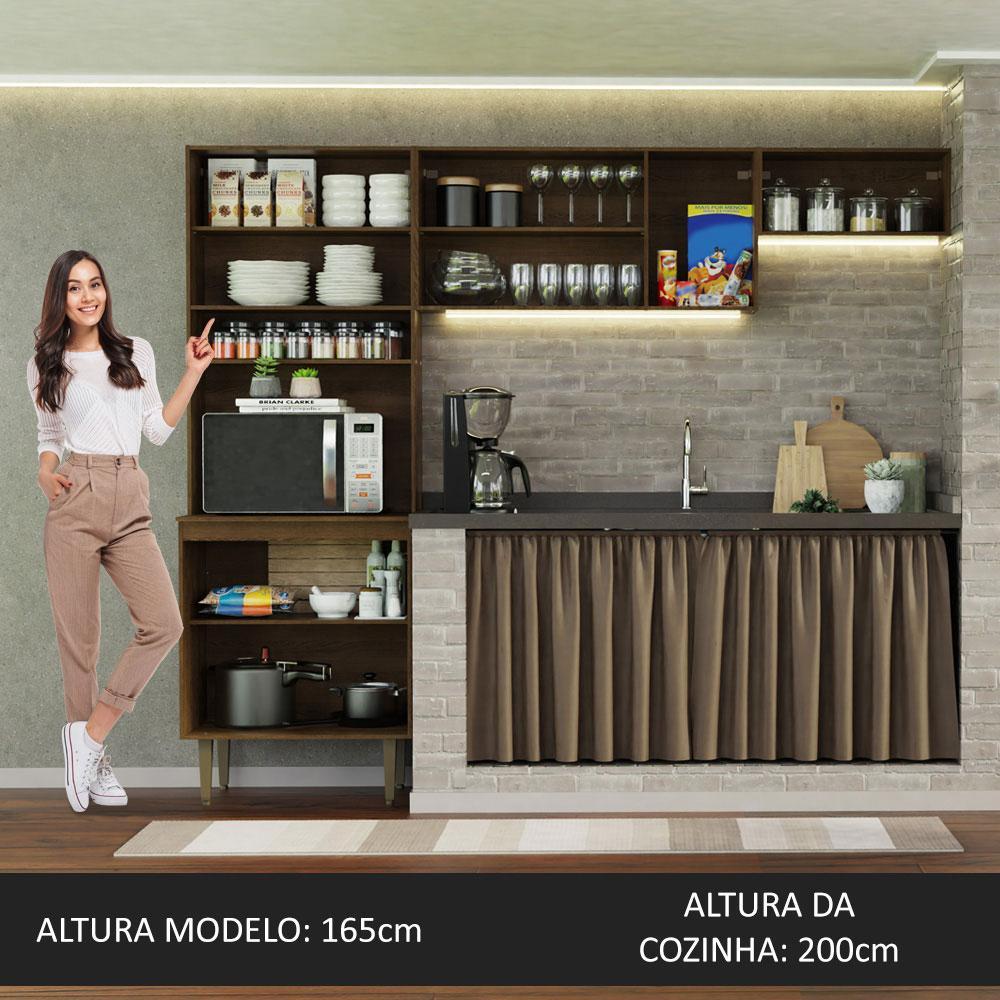 Armário de Cozinha Compacta Quiosque 235cm Gourmet Madesa 01 Rustic