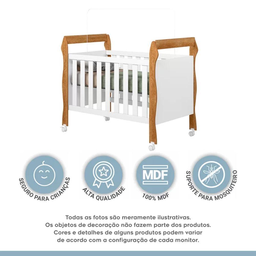 Miniatura Berço Minicama Soninho C/ Colchão - Tigus Baby Cor: Branco/madeirado