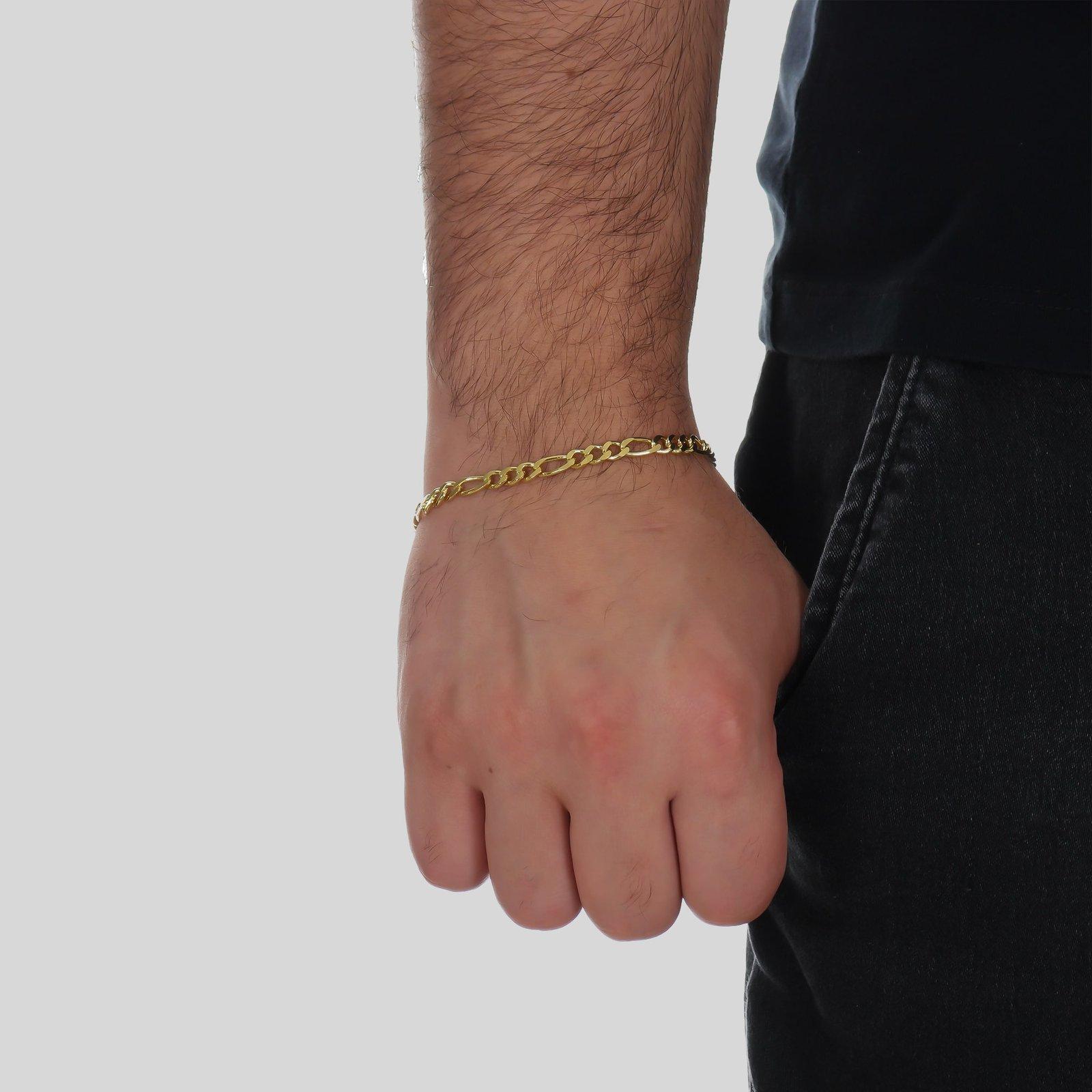 Miniatura Pulseira Dourada Masculina Elo 3 Por 1 - 5Mm