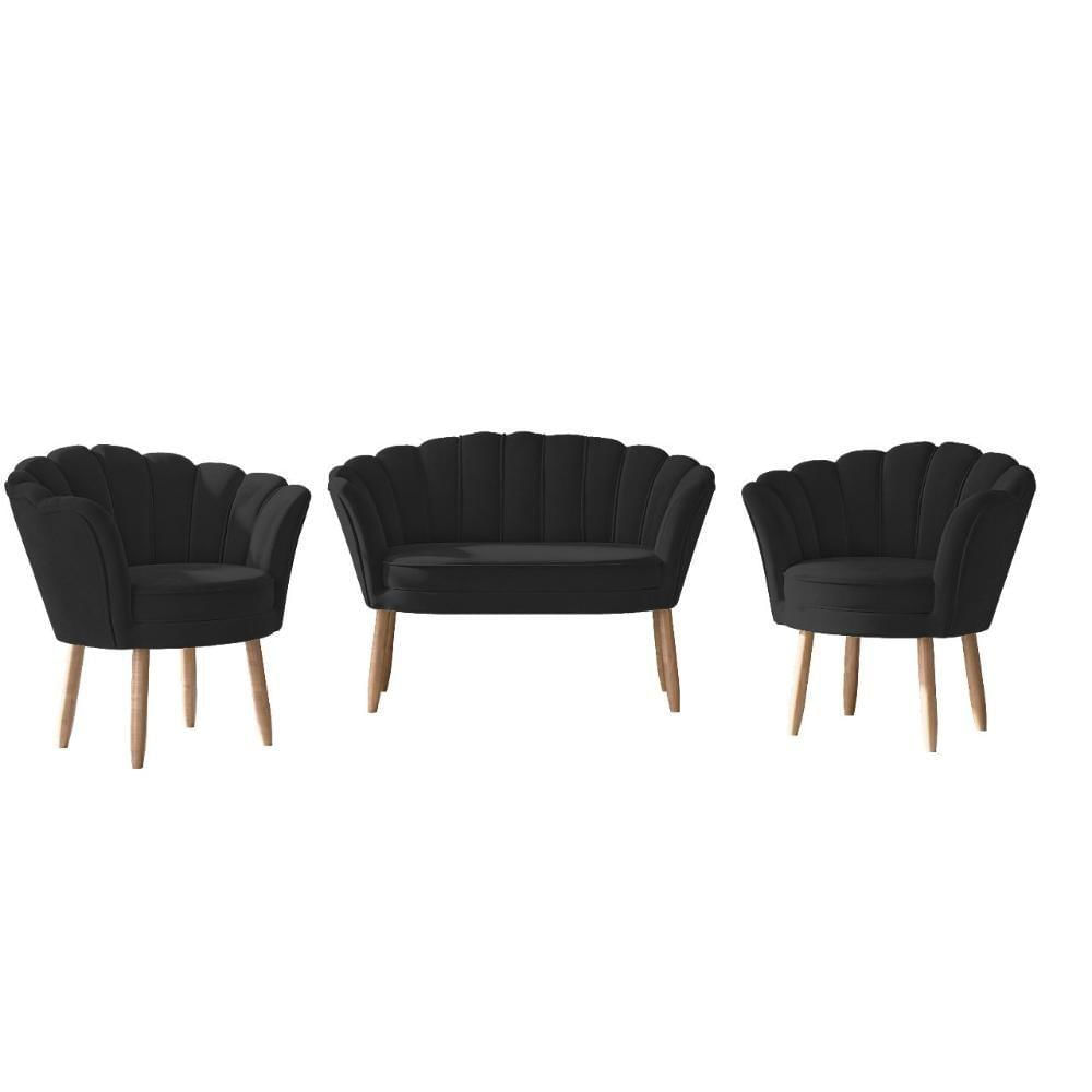Miniatura Kit Poltronas Namoradeira Lash Design Decorativa Flor Preto