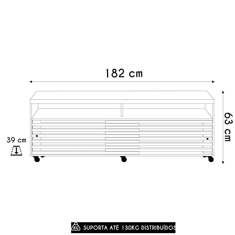 Miniatura Rack Bancada De Tv 65 Pol 182cm Tery Z10 Off White Calacata Mpozenato