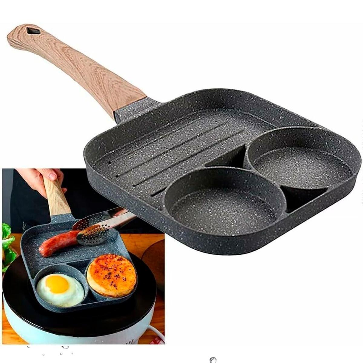Miniatura Frigideira 3 Em 1 Antiaderente Para Ovos Carnes E Hambúrguer