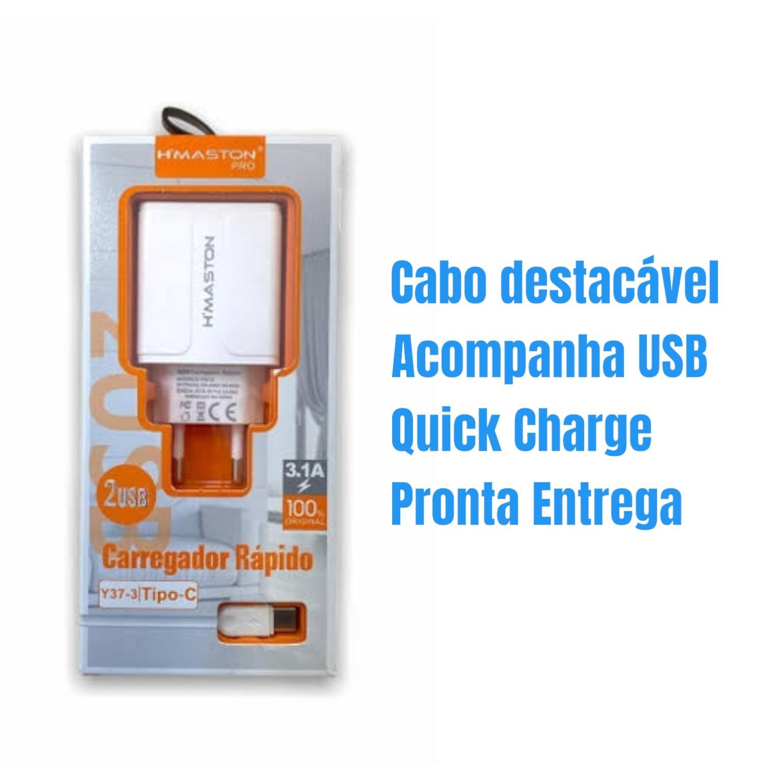 Miniatura Carregador Tipo C Turbo Com Cabo Para Moto G40