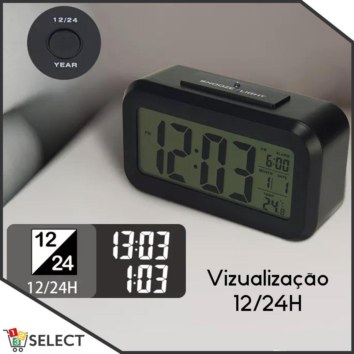 Relógio Despertador Digital Inteligente Sensor Led Mesa