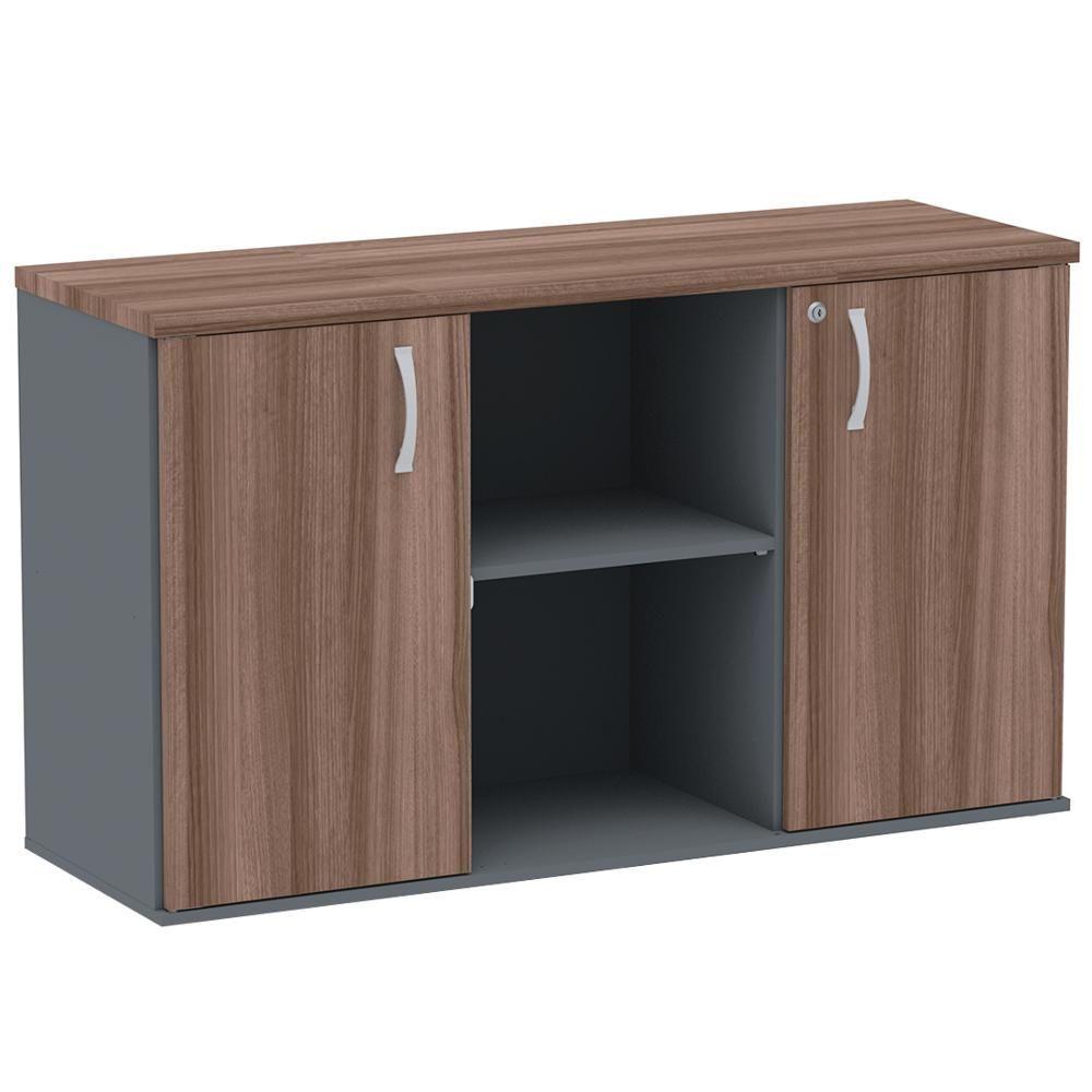 Miniatura Armário Baixo Credenza Pe25 Pandin 121,50 Cm (Largura) Em Mdp Walnut E Grafito E Duas Portas