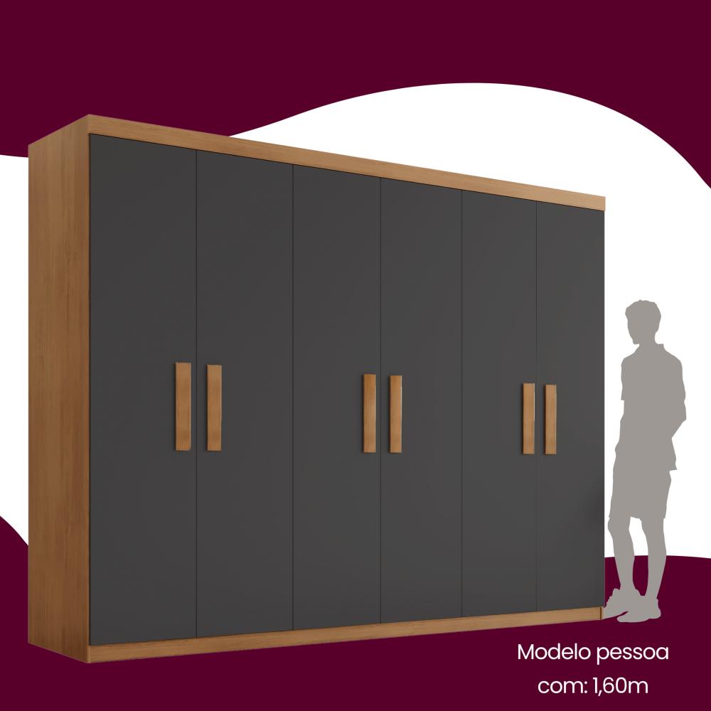 Guarda Roupa Casal 6 Portas 2 Gavetas MDF Petra Guarda Roupa Casal 6 Portas 2 Gavetas Petra Rufato Imbuia/Grafite