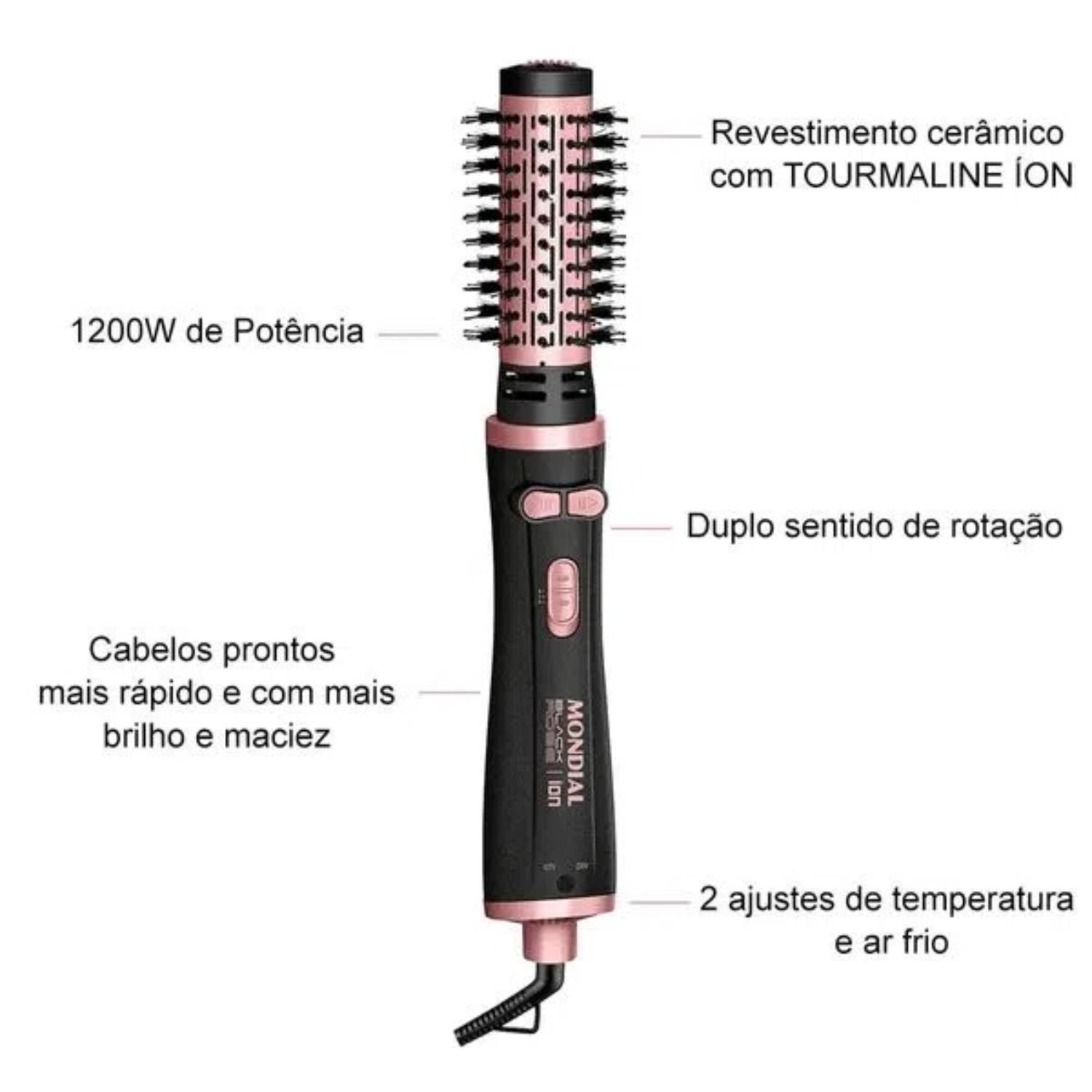 Miniatura Escova Rotativa Black Rose Mondial Erb-01 1.200W