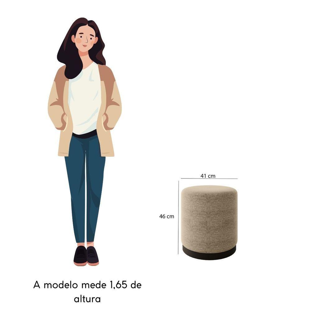 Miniatura Puff Decorativo Estofado Estilo Industrial Alasca Linho Bege