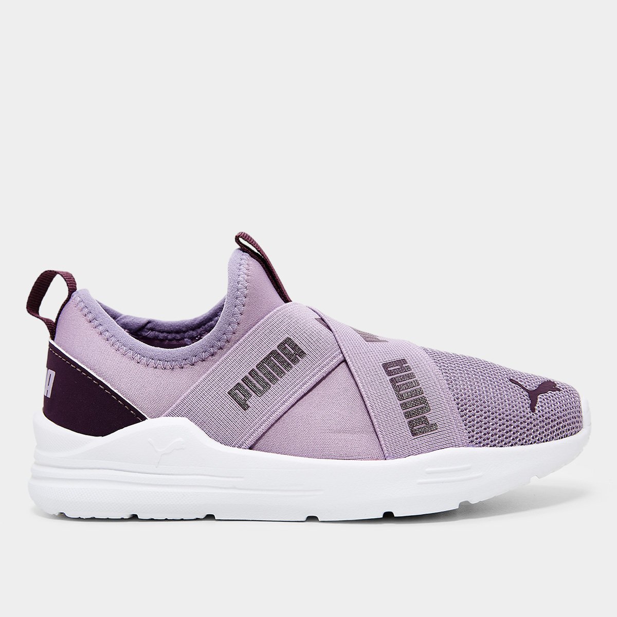 Miniatura Tênis Infantil Puma Wired Run Slip On BDP Branco+Lilás - 26