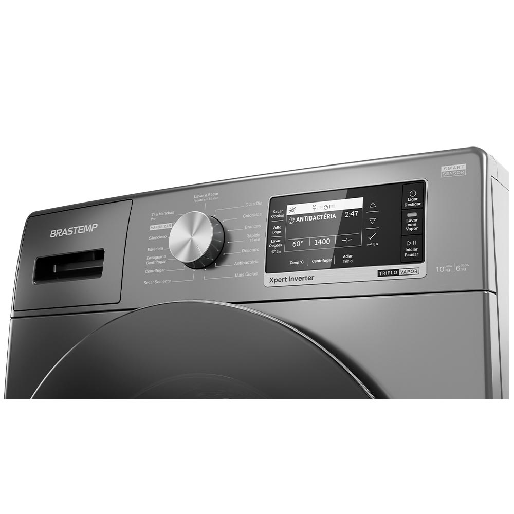 Miniatura Lava e Seca Brastemp 10kg/6kg Titanium Água Quente com Smart Sensor, Tira Manchas Pro e Motor Inverter - BNC10AS 110