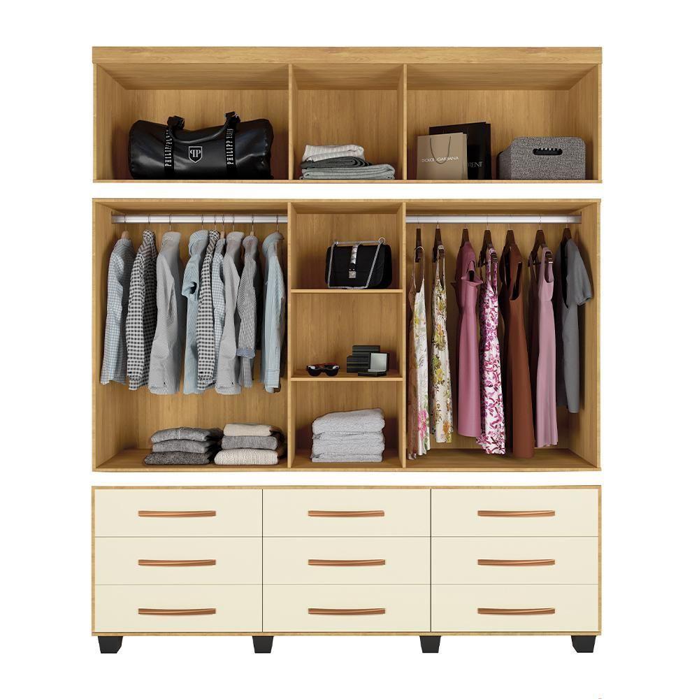 Miniatura Guarda-roupa Quioto Com 9 Gavetas 10 Portas Mel Pérola