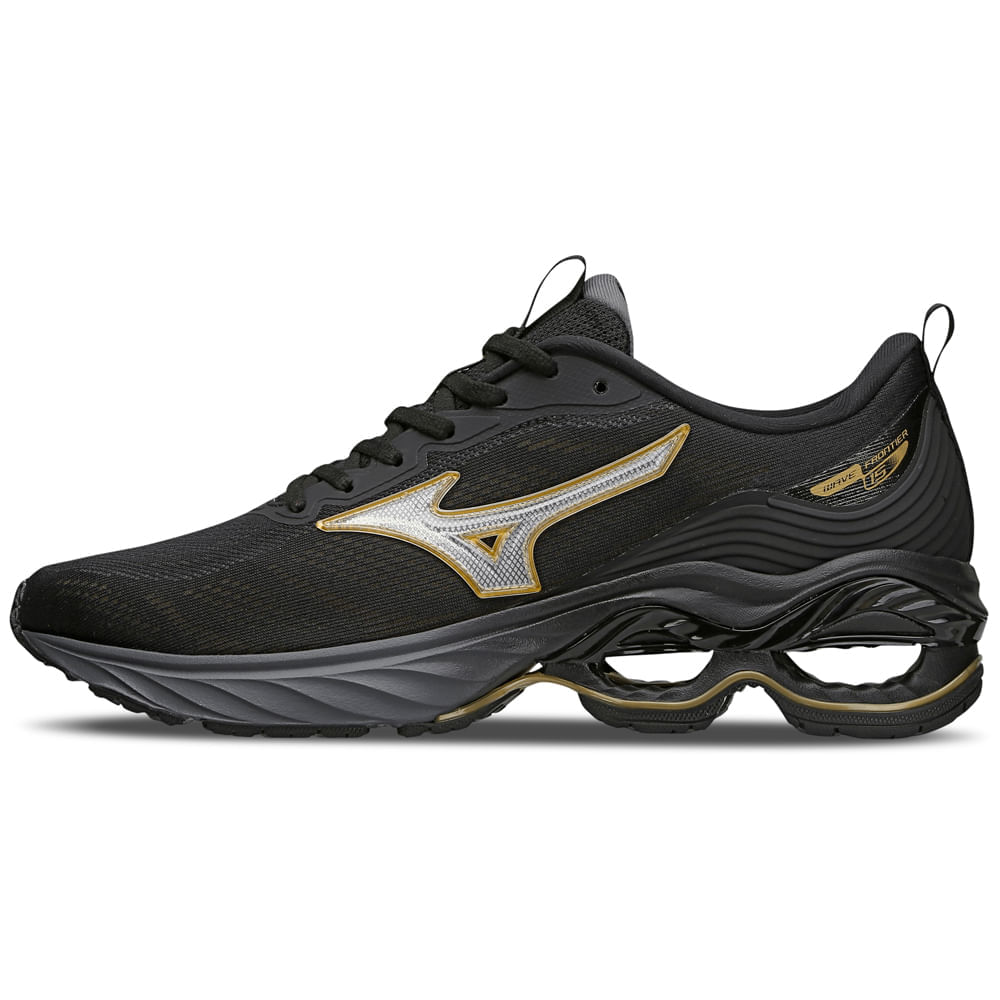 Miniatura Kit 1 Tênis de Corrida Masculino Mizuno Wave Frontier 15 e 1 Mochila Mizuno Energy Preto - 39