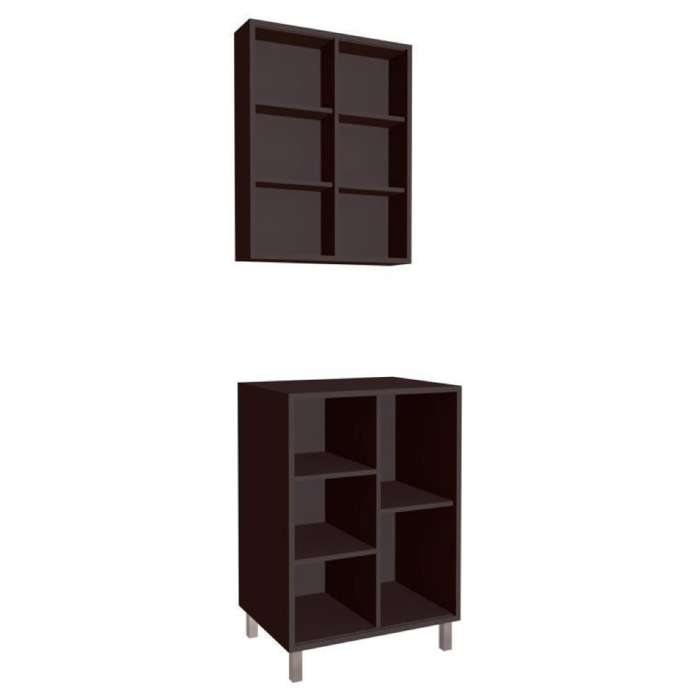 Miniatura Gabinete de Banheiro 60cm Julia com Balcão 1 Porta Correr e Espelheira sem Cuba Grafite