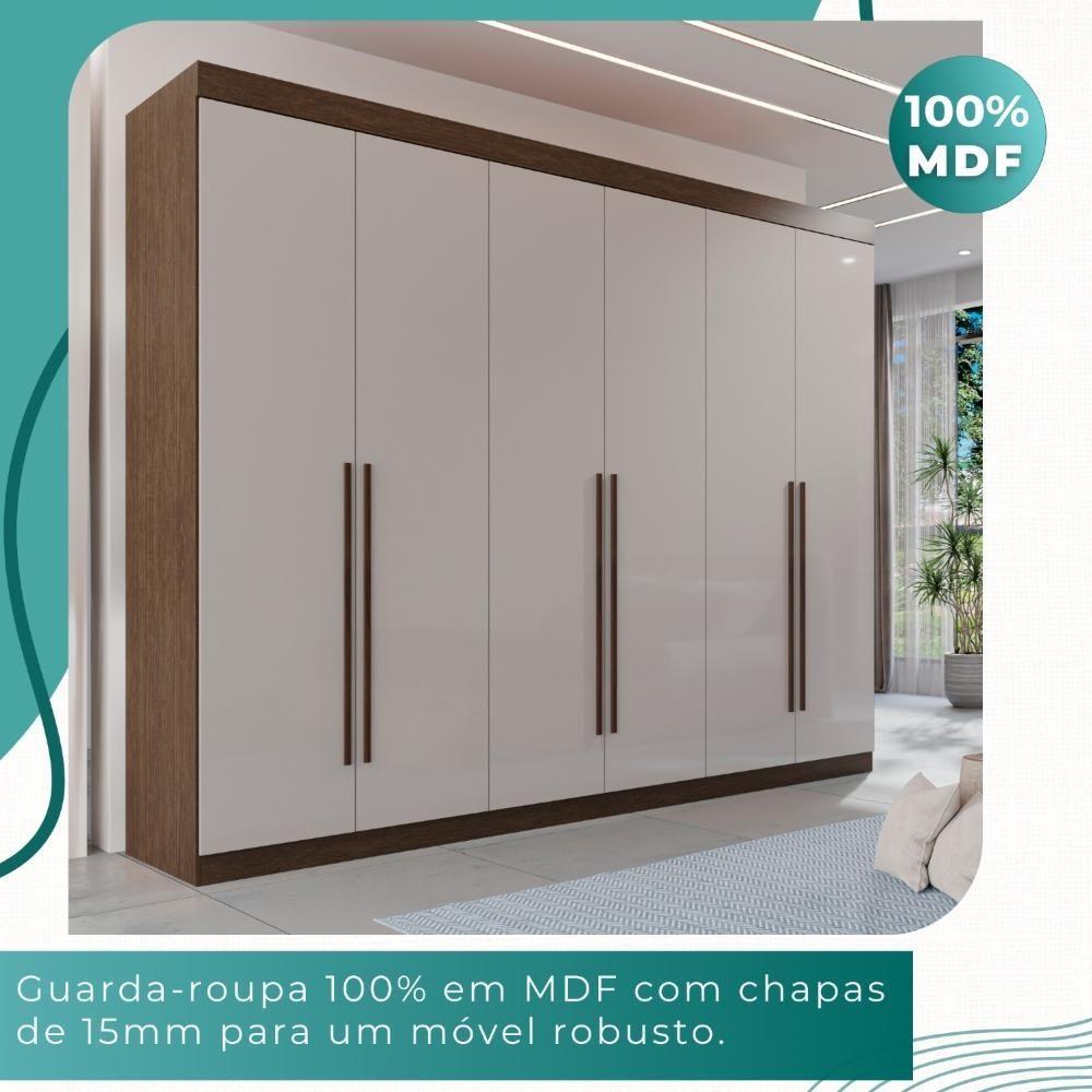 Guarda Roupa Casal 100% Mdf 6 Portas 6 Gavetas Itália - Mais Móveis Newcanion-offwhite