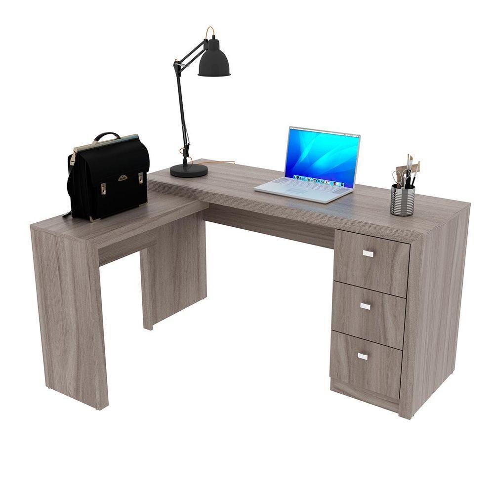 Miniatura Conjunto Escritório Com 2 Mesas Em L E 6 Gavetas Carvalho