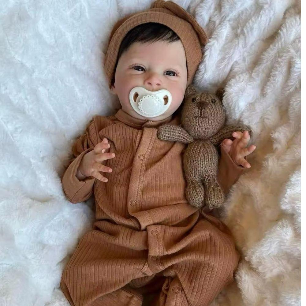 Miniatura Bebê Reborn Menino Realista Artesanal Cabelo Implantado Fio A Fio