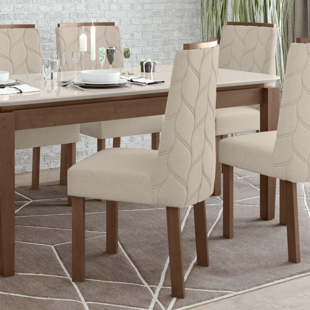 Kit 2 Cadeiras Astrid Móveis Lopas Imbuia Clean/Rinzai Bege