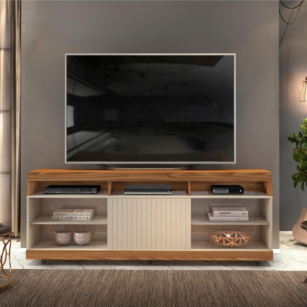 Miniatura Rack Bancada Tv 65 Pol 180 Cm 23163 Carv Eur Creme Dj Moveis Carv Eur Creme
