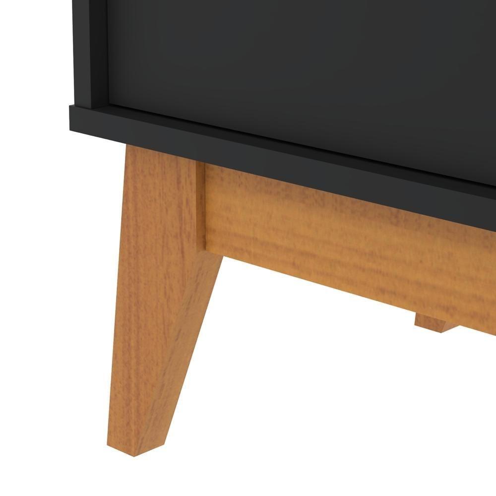 Buffet Aparador Ripado 4 Portas Com Pés De MDF Astúrias 180cm Preto Cedro