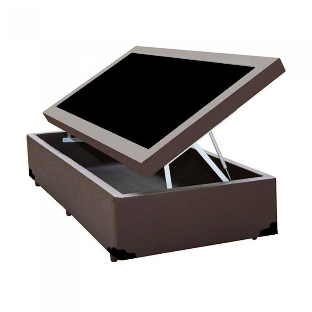 Miniatura Cama Box Baú Solteiro Extremo Reforçado Homequeen Sintético Marrom 41x88x188
