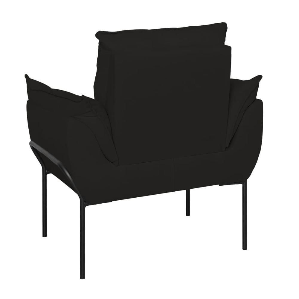 Miniatura Kit 02 Poltronas + Namoradeira Pé Metal Preto Recepção Sala Preto