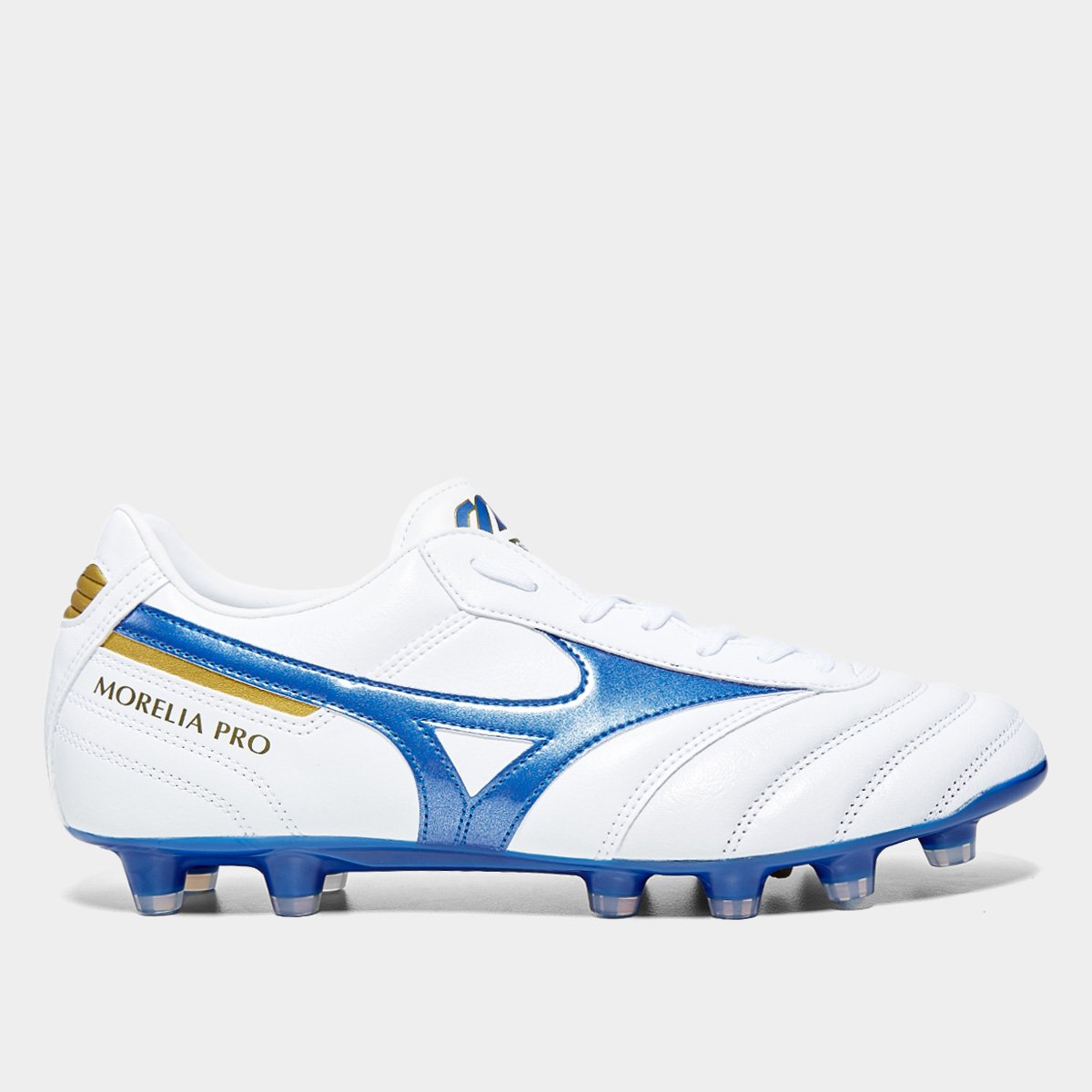 Miniatura Chuteira Campo Mizuno Morelia II Pro Unissex Branco+Azul - 38