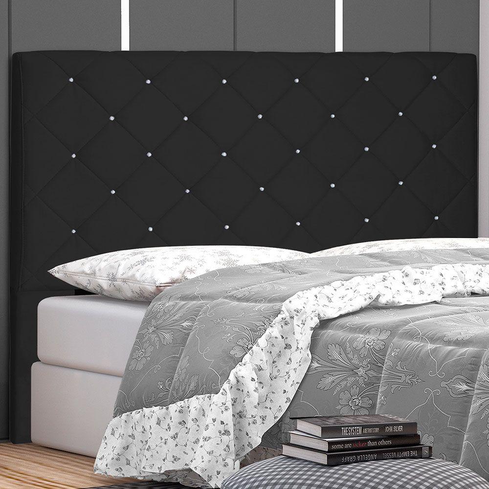 Miniatura Cabeceira King 1,95m Tânia Suede Preto