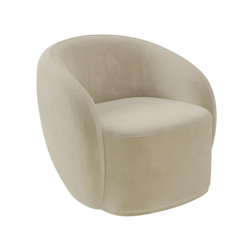 Miniatura Poltrona Decorativa íbis Encosto Fixo Veludo Bege G33 Gran Belo